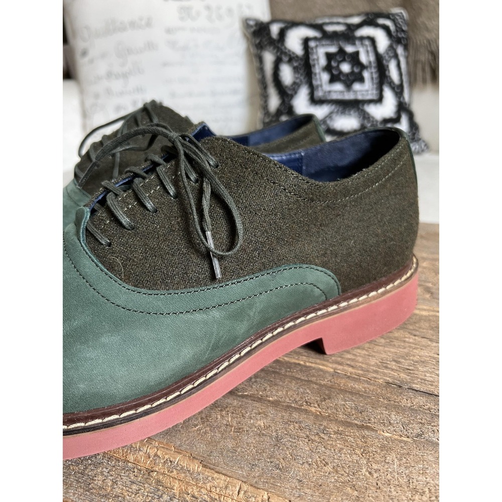 Cole Haan Air Shoes Mens 10.5 Green Suede Wool Cap Toe Oxford Lace Up Preppy - Picture 3 of 11